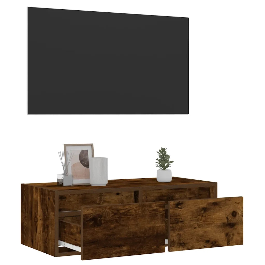 Mobile Porta TV con Luci LED Rovere Fumo 75x35,5x25 cm 860233