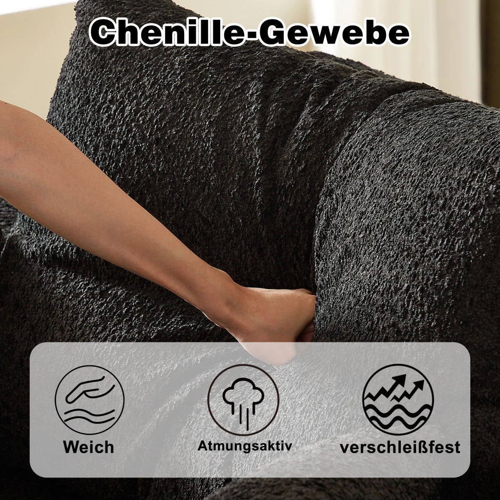 Divano Modulare Angolare con Chaise Longue in Chenille ¨C MINIMAL ¨C Grigio