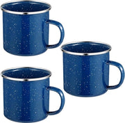 Set di tre tazze in inox smaltato, tazze in inox smaltato per bere, teapot, tazza da caffè, set di tre tazze, resistente al lavastoviglie e griglia, per uso outdoor/camping e regalo