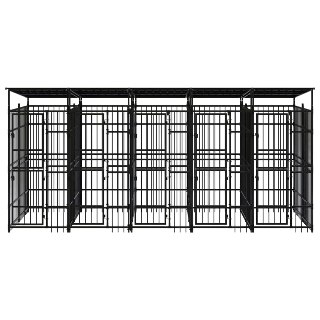 Cuccia/gabbia/recinto per animali domestici da esterno con tetto per cani acciaio 9,22 m² nero 02_0041772