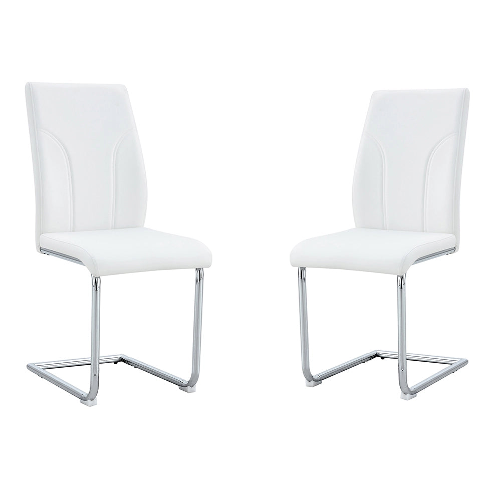 Set 2 sedie da pranzo - Xylo - PU bianco gambe argento