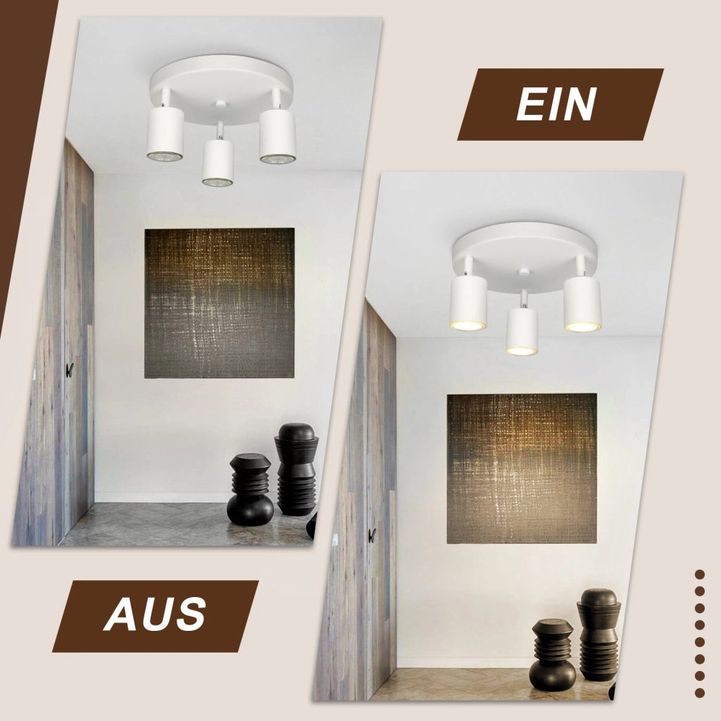 ZMH Faretto da soffitto 3 luci GU10 rotondi orientabili 350° per camera letto