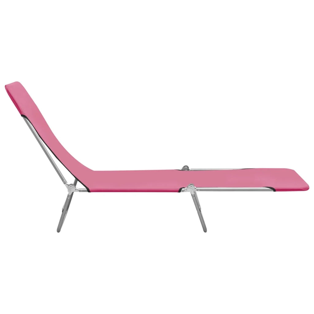 Lettini prendisole pieghevoli 2 pezzi acciaio e tessuto rosa 02_0011937