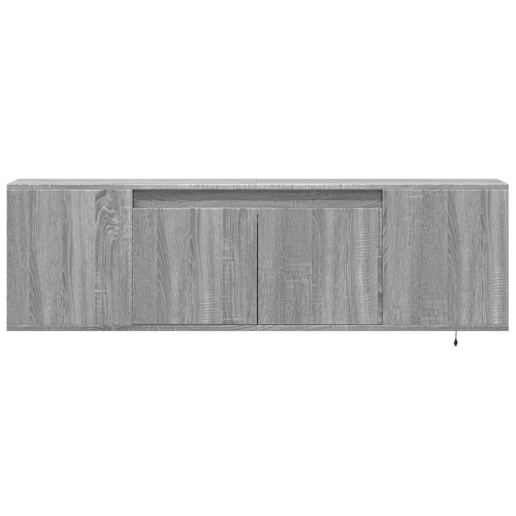 Mobile TV a Parete con Luci LED-Mobile TV a Muro Grigio Sonoma 135x31x39,5 cm