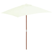 Ombrellone con palo in legno 150 x 200 cm sabbia 02_0008111