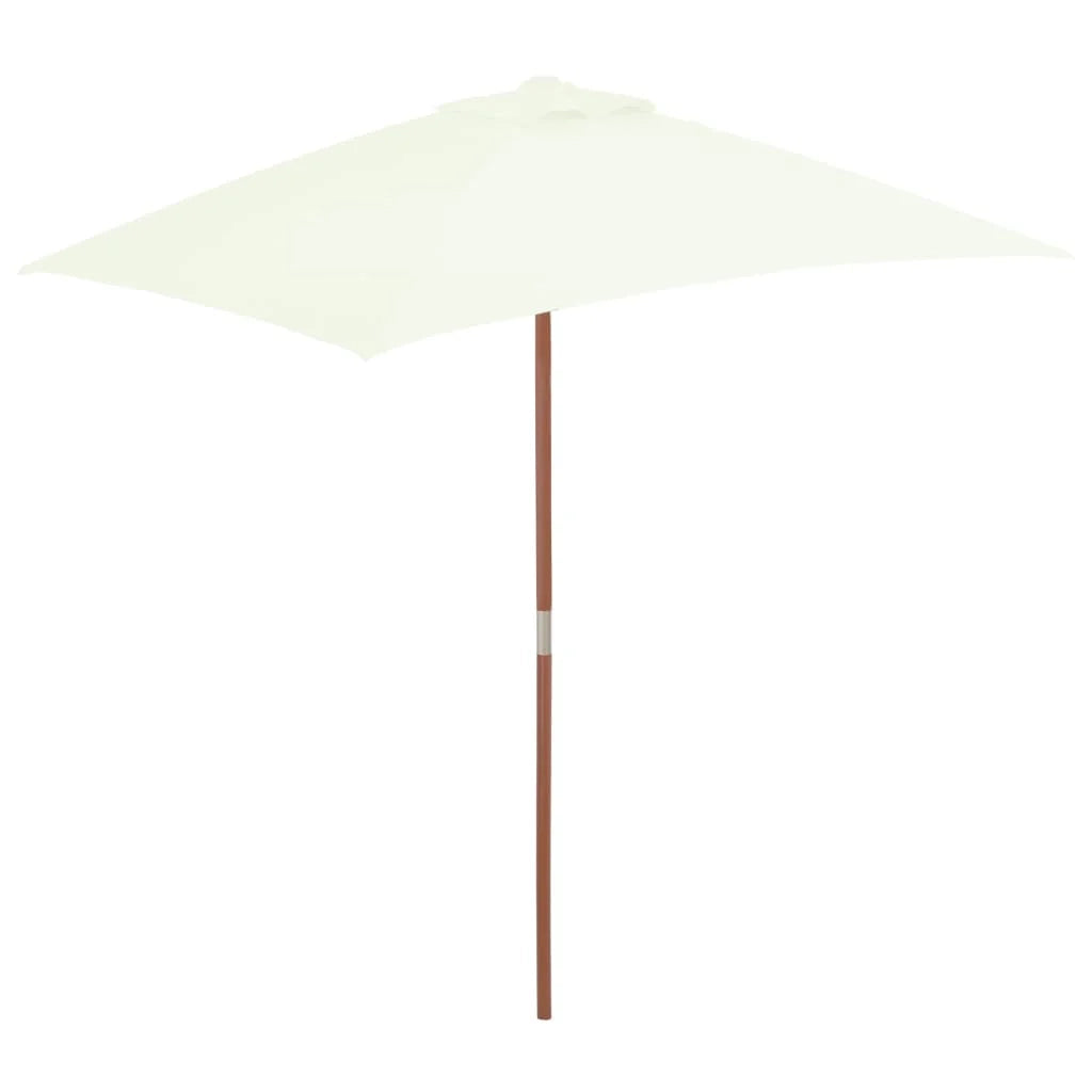 Ombrellone con palo in legno 150 x 200 cm sabbia 02_0008111