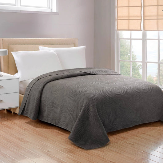 Copriletto Trapuntato Matrimoniale Stone Washed 250x250 cm in Microfibra Anallergica 120 gr/mq Trapuntino Leggero Primaverile Estivo Morbido e Resistente Piombo