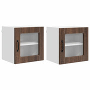 Pensile da cucina | Mobile in vetro da parete PORTO 2 pz Rovere Marrone