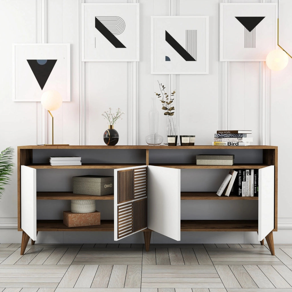 Credenza in legno "Milano" - 180 x 35 x 78 cm - Bianco