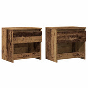 Set di 2 Comodini | Armadio da Notte | Mobiletto da notte Legno Antico 40x30x39 cm in Legno Multistrato