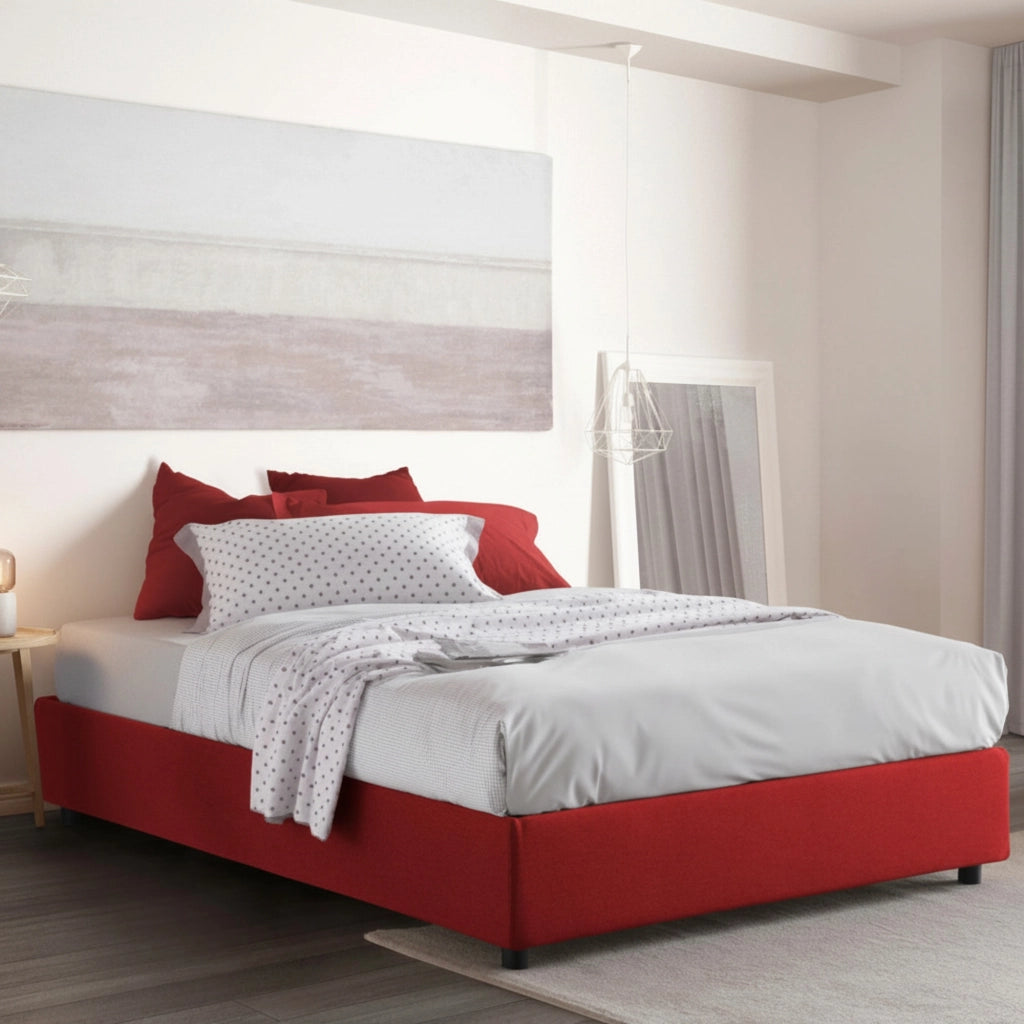 Letto Matrimoniale Alaska, Letto Matrimoniale Sfoderabile Made in Italy, Rosso