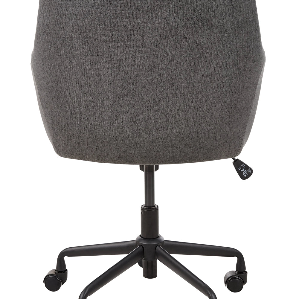 Sedia da ufficio in tessuto grigio con struttura in metallo nero con funzione girevole ufficio elegante