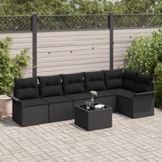 Set di divani da giardino modulare a 7 pezzi con cuscini beige in polyrattan