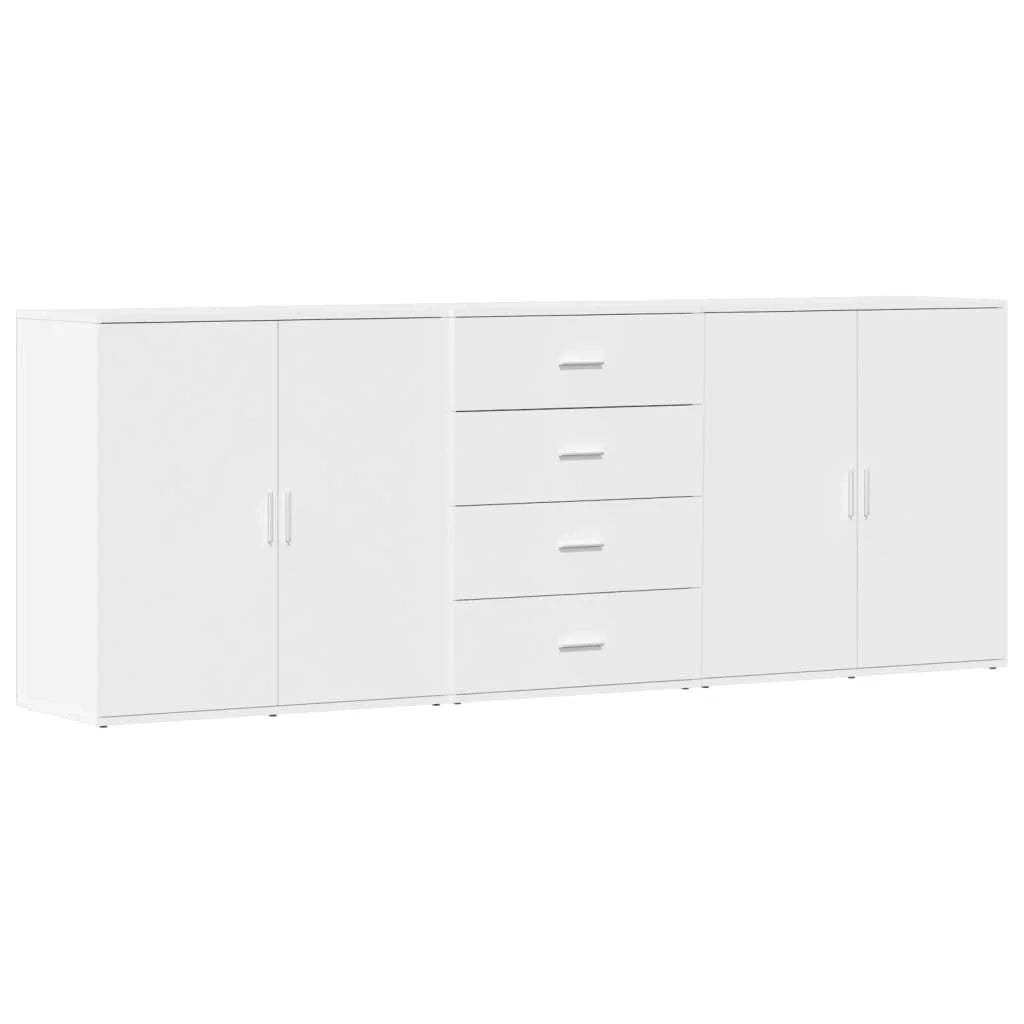 Buffet credenza cassettiera armadio mobile contenitore organizer per cucina soggiorno salotto 3 pezzi legno ingegnerizzato bianco 02_0037002
