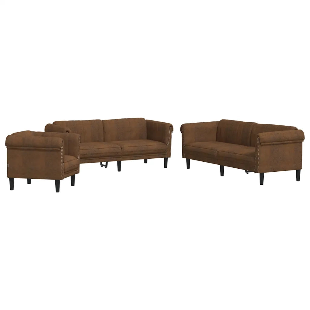 Set di Divani 3 pz Marrone in Vellutocod mxl 91737
