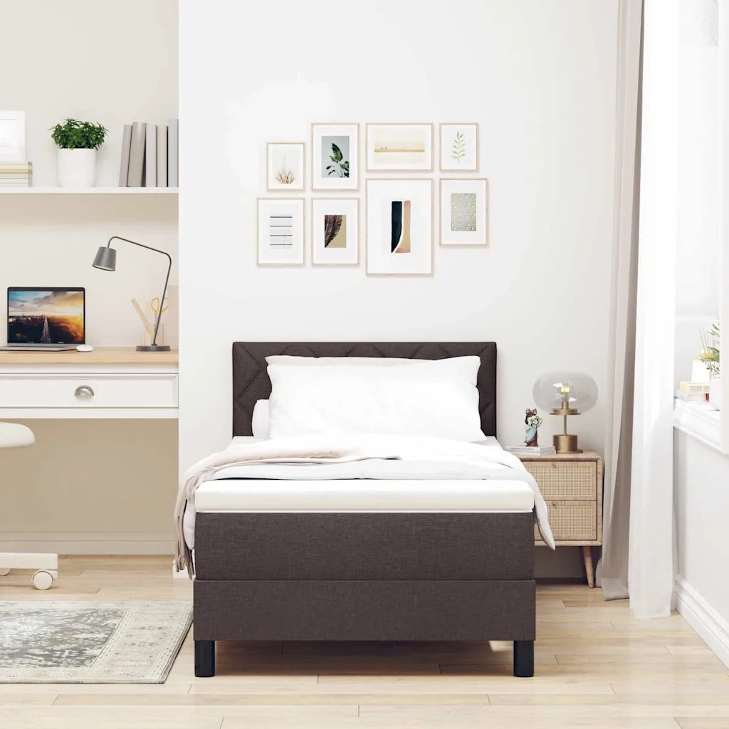 Letto a molle con materasso Marrone Scuro 100 x 200 cm Tessuto 3342264