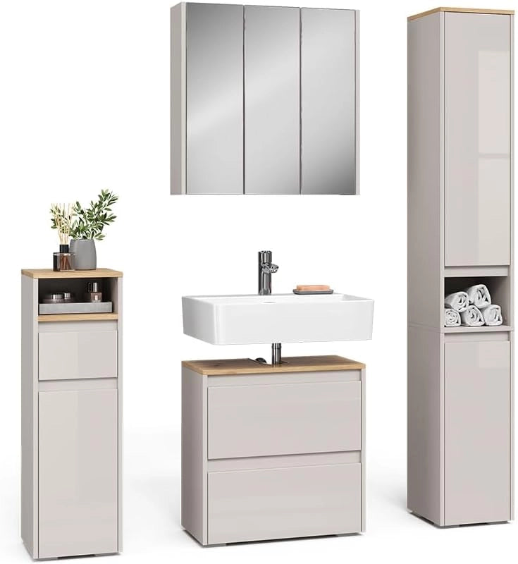 Vicco Set di mobili da bagno Majest, Cashmere/Artigianale, 4 parti