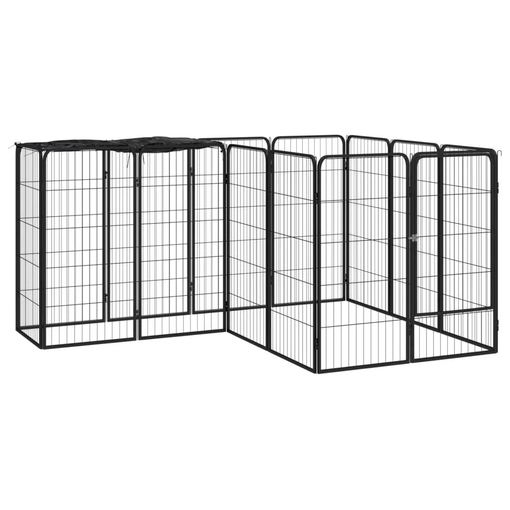 Recinto per cani 14 pannelli 50 x 100 cm acciaio verniciato a polvere nero 02_0043607
