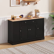 Sideboard cucina 138 cm con cassetto; ripiani regolabili in MDF nero