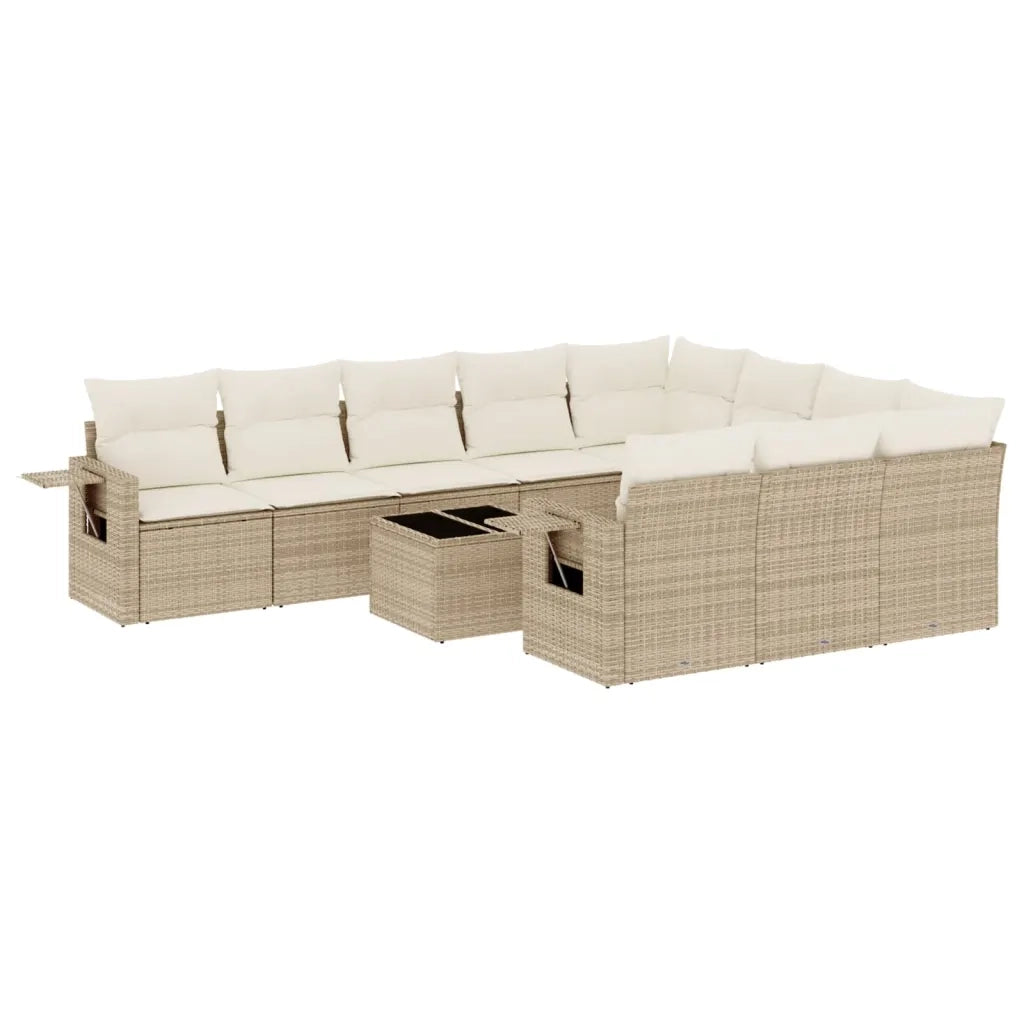 Set Divani da Giardino 11 pz con Cuscini Beige in Polyrattan 3220697