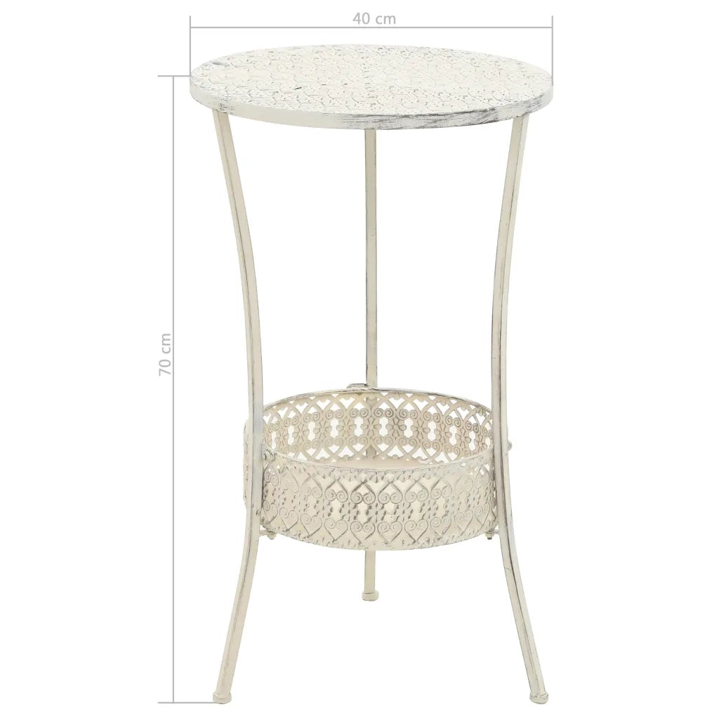 Tavolino da Bar-Tavolino da soggiorno-Tavolo Vintage Circolare in Metallo 40x70cm Bianco
