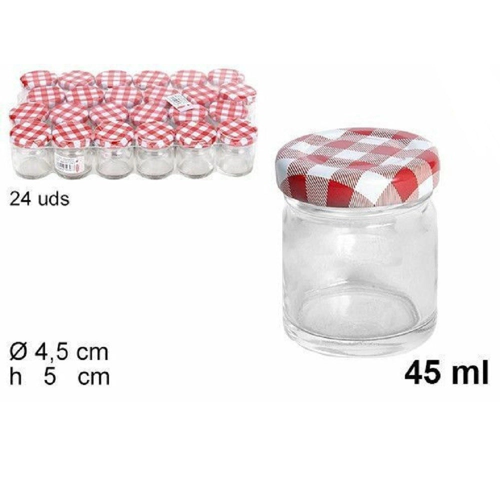 Trade Shop - Set 24pz Contenitore Barattolo Tondo Vetro Con Coperchio Barattolini 45ml 103216 -