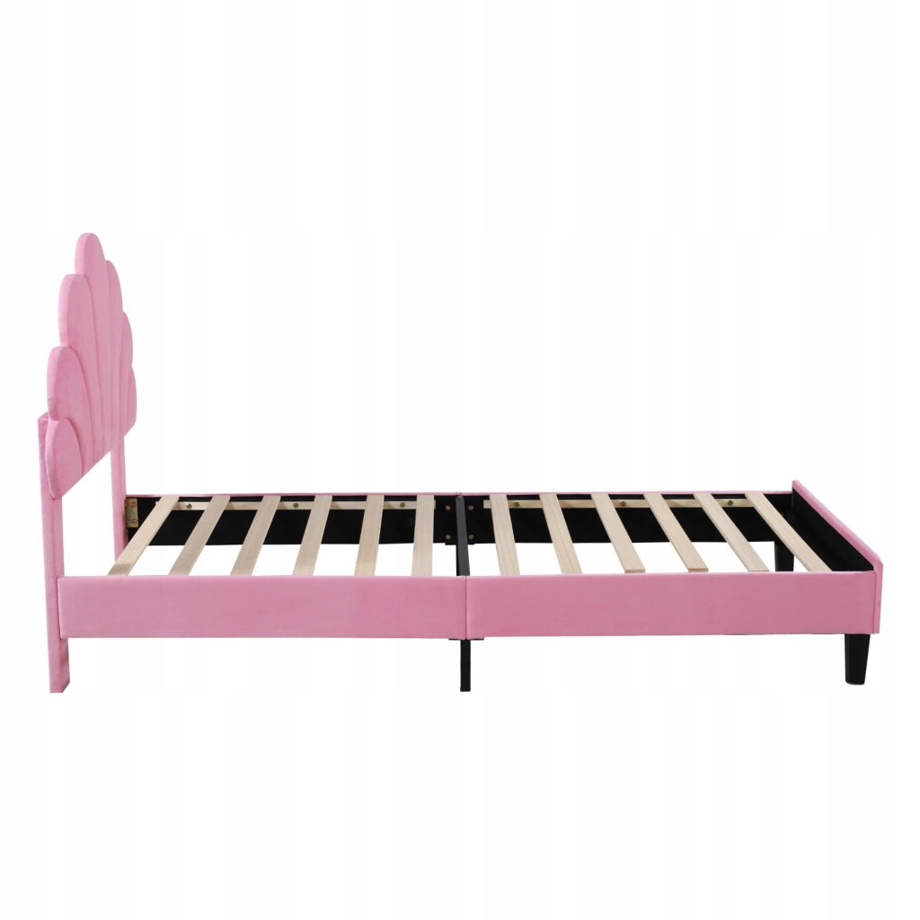 Letto singolo 90x200 rosa con testiera floreale senza materasso - Xylo