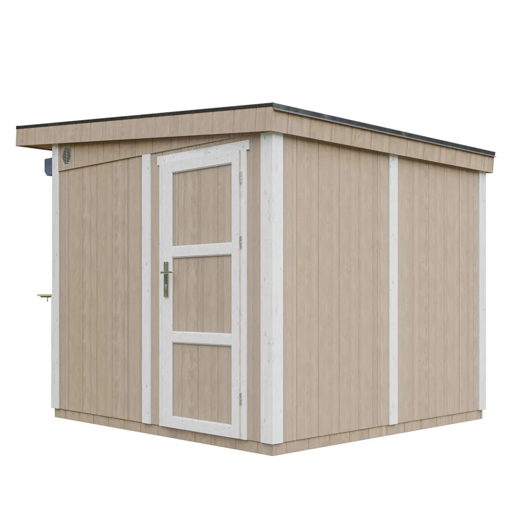 Chiosco esterno PREMIUM - 5,9m?² - H240x248x305 cm - Costruzione pannello PREMIUM - Timbela M950-TERRA BROWN
