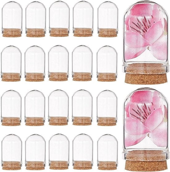 Vetrina Miniatura in Vetro con Gomma 8ml con Stand per Decorazione di Fiori - Accessori per Terrarium - Decorazioni per Feste e Matrimoni.