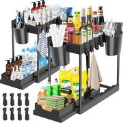 Raccoglitore per sottopiano con 2 livelli e ganci – soluzione ideale per cucina e bagno