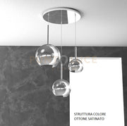 SOSP. OTTONE SAT. TONDA 3 LUCI VETRI (1 GRANDE+1 MEDIO+1 PICCOLO) TUTTI CROMO 1155OS-S3 TMIX-CR