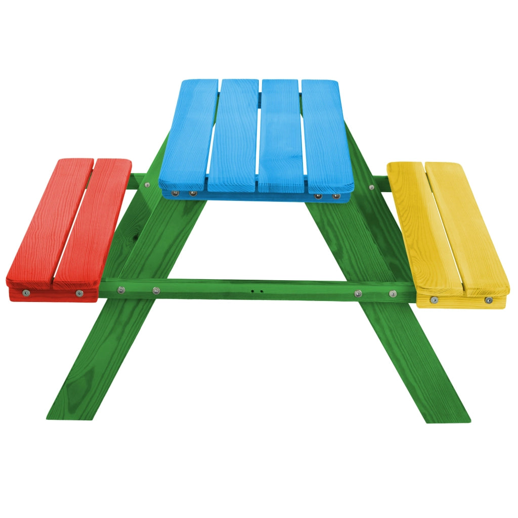Panchina da giardino KADAX, panchina in legno per bambini con tavolino per il giardino