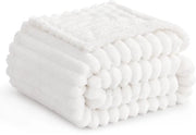 Coperta Fluffata in Feltro Bianca - 130x150cm, Deken per Soggiorno, Duvet, Deken di Lana Grosso, Deken con Cordoncino Caldo