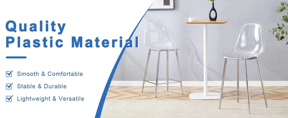 Set 4 Sgabelli Trasparenti ¨C MINIMAL ¨C Gambe in Metallo, Design Moderno per Cucina e Bar