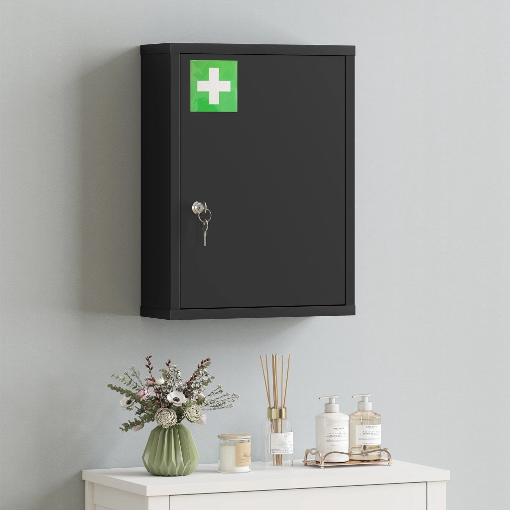 Armadietto a muro con serratura ¨C zephmum ¨C 40x15x53.5 cm, nero
