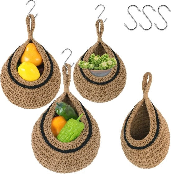 Mandi per frutta e verdura - set di 3 mandi per frutta appesi per magazzino cucina