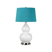 Lampada tavolo ceramica bianca paralume blu Isla E27 Elstead