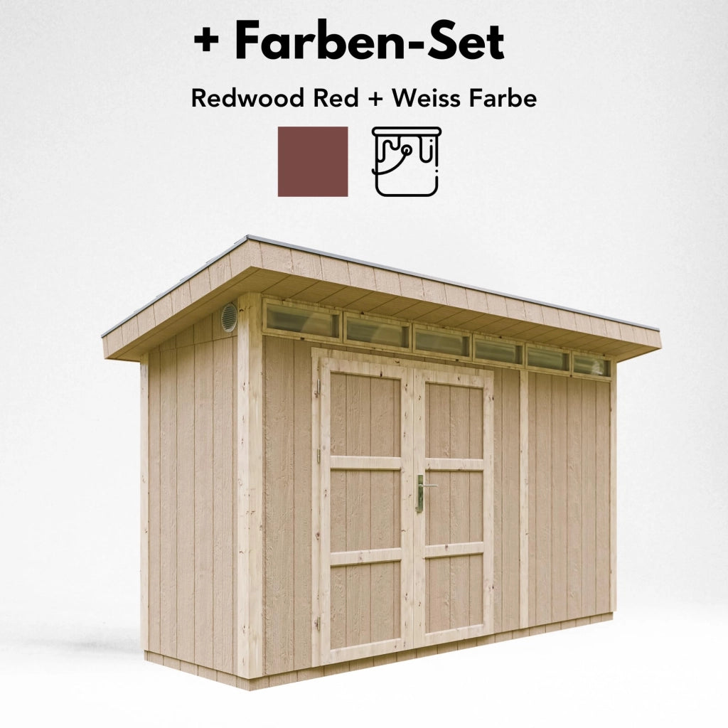 Casetta da Giardino di QUALIT? PREMIUM 4,3m?²-L161xW411cm - TIMBELA M902A-REDWOOD RED