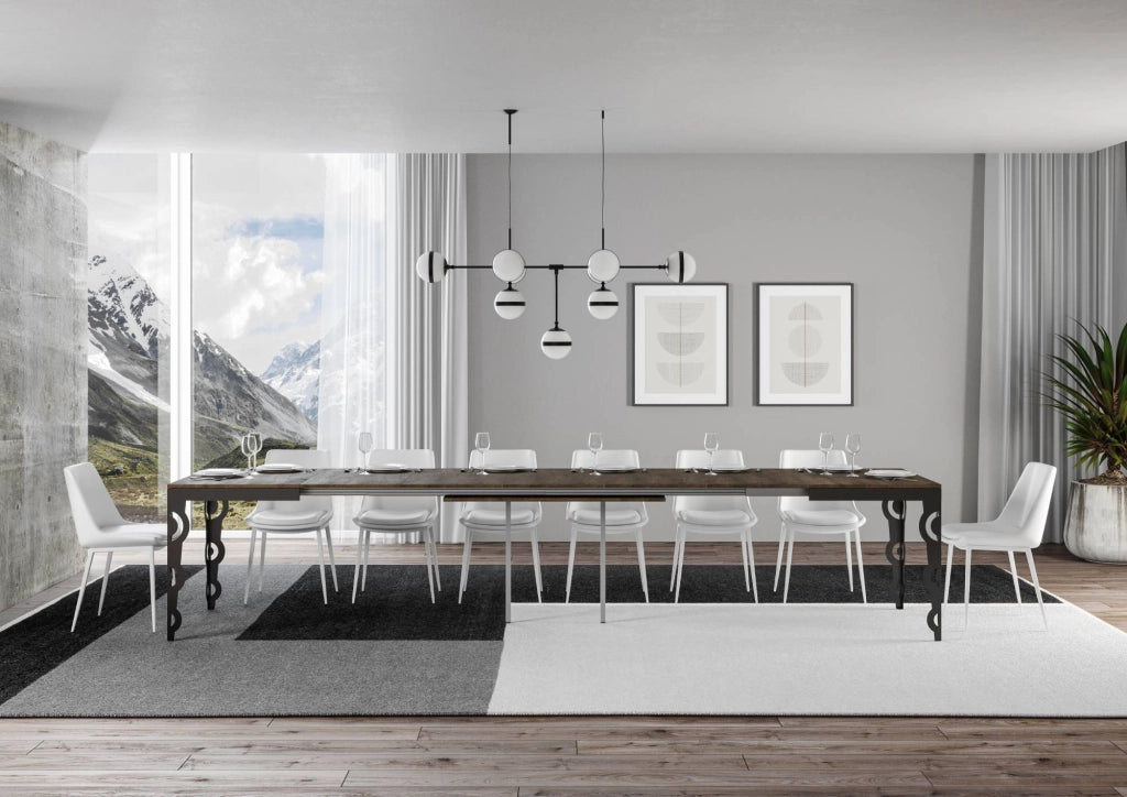 Tavolo allungabile 90x160/420 cm Karayan Evolution Noce telaio Antracite