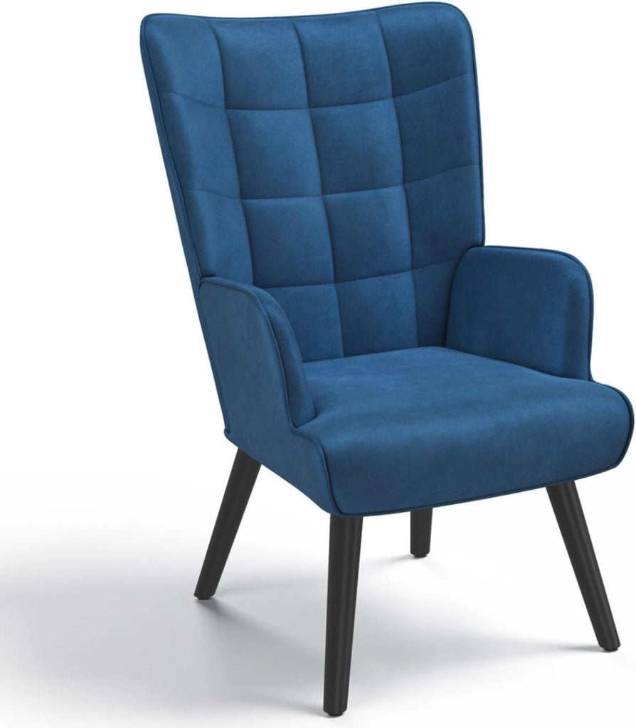 Poltrona scandinava in velluto blu ANIA