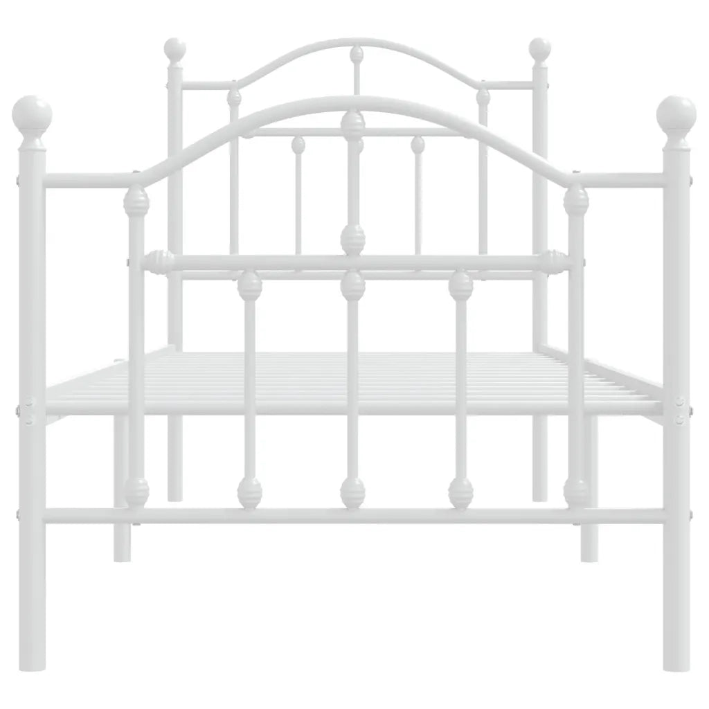 Letto singolo | Letto per adulti | Giroletto con Testiera e Pediera Metallo Bianco 75x190 cm