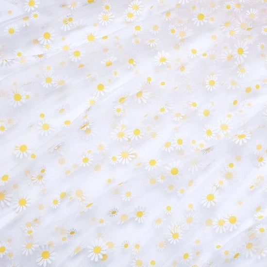 Tulle con Disegno di Margherita - 4 Yard/3,6m - 2000mm di Larghezza - 0,3mm di Spessore - Adatto per la Sartoria - Decorazioni DIY - Esperienza Artigianale - Tessuto