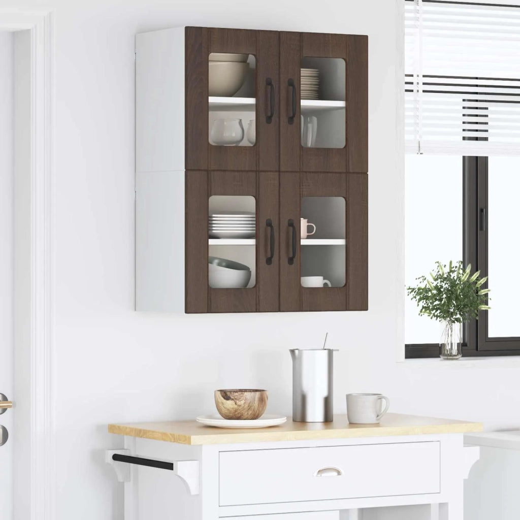 Mobile in vetro da parete LUCCA 2 pcs Rovere Marrone