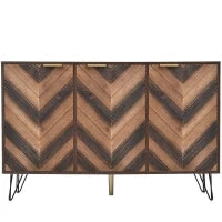 Credenza a 3 Ante con Spazio portaoggetti, color Legno Naturale