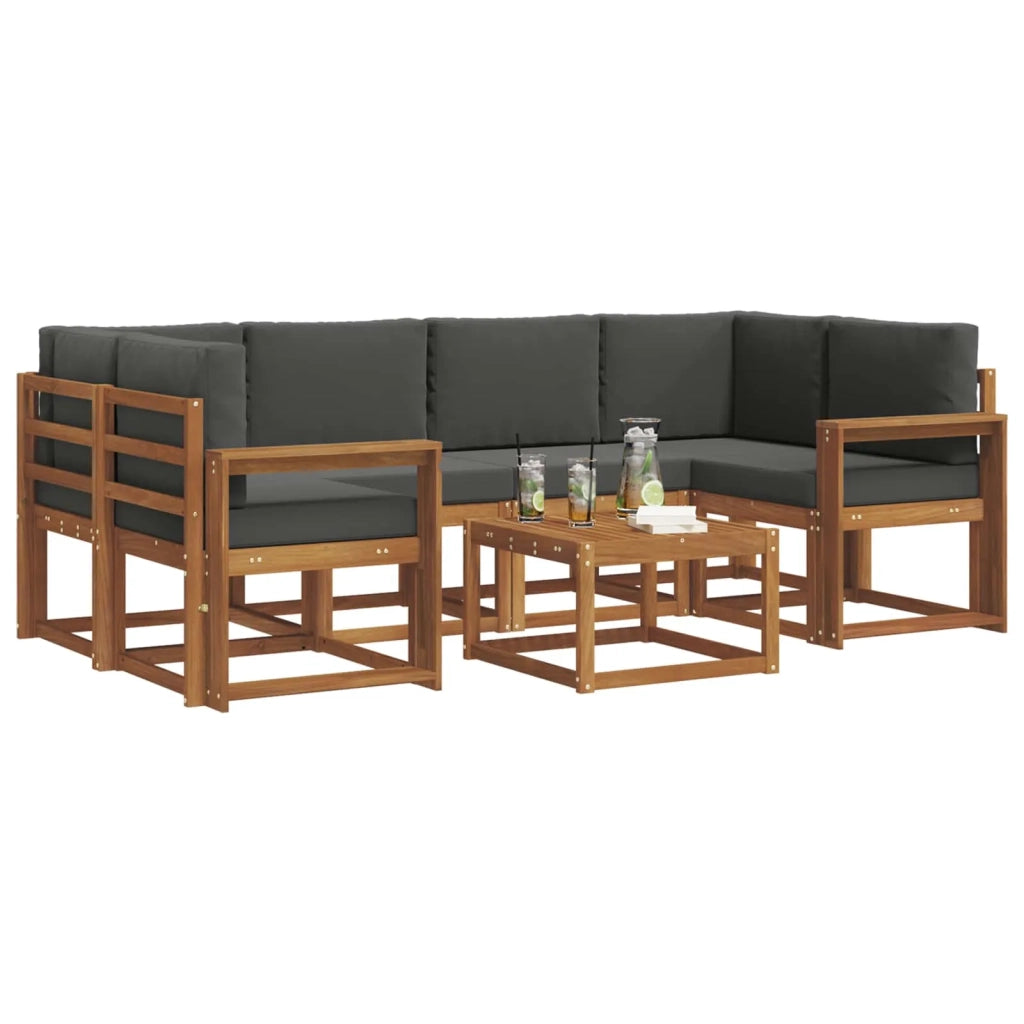 Set di divani da esterno con cuscino 7 pcs Naturale e Antracite 3366085