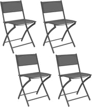 Set di 4 sedie da giardino pieghevoli BASTIA in metallo e textilene, grigio antracite