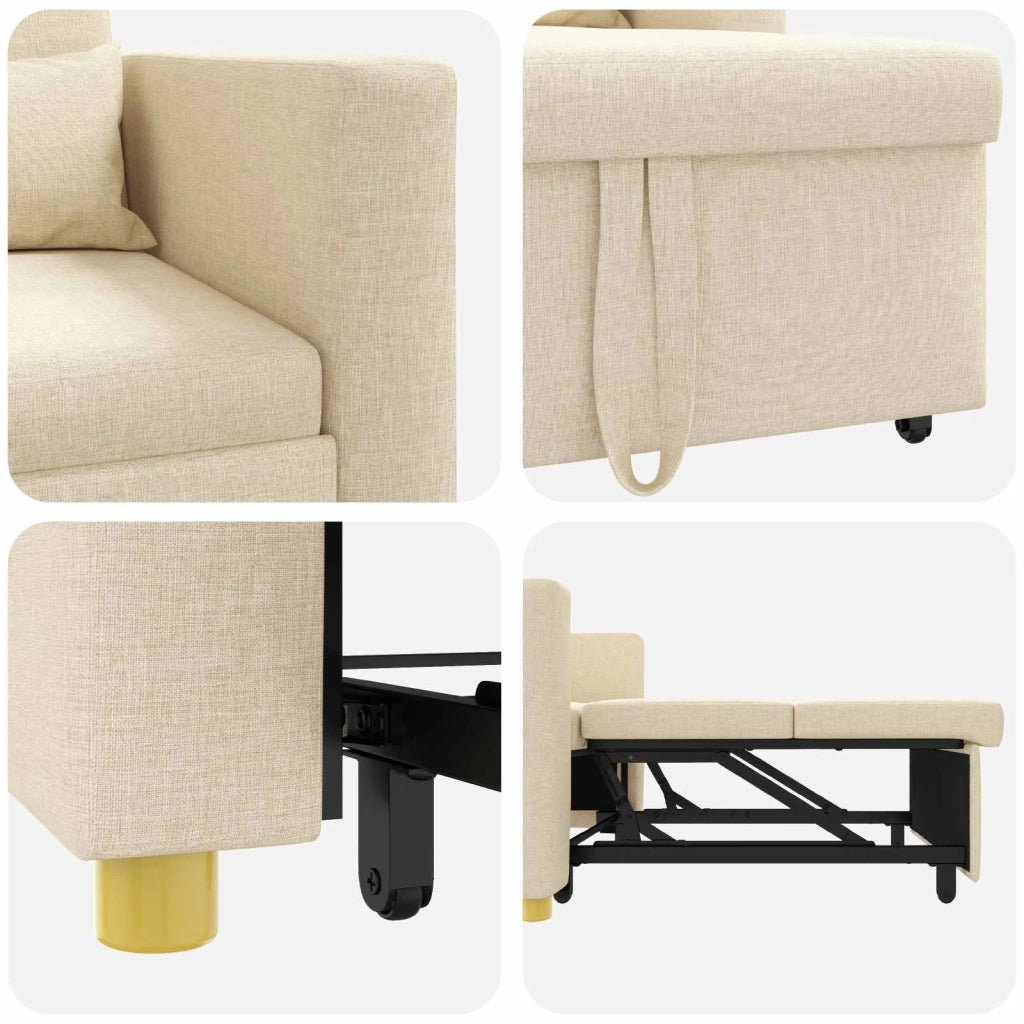 Divano letto estraibile singolo Crema 90 x 165 x 87 cm Tessuto 42002691