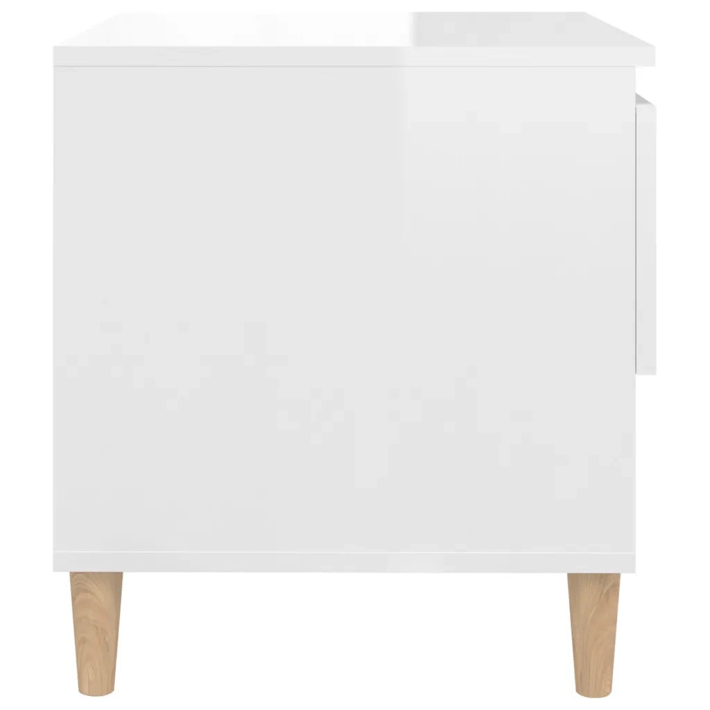 Comodino Bianco Lucido 50x46x50 cm in Legno Multistrato cod mxl 30022
