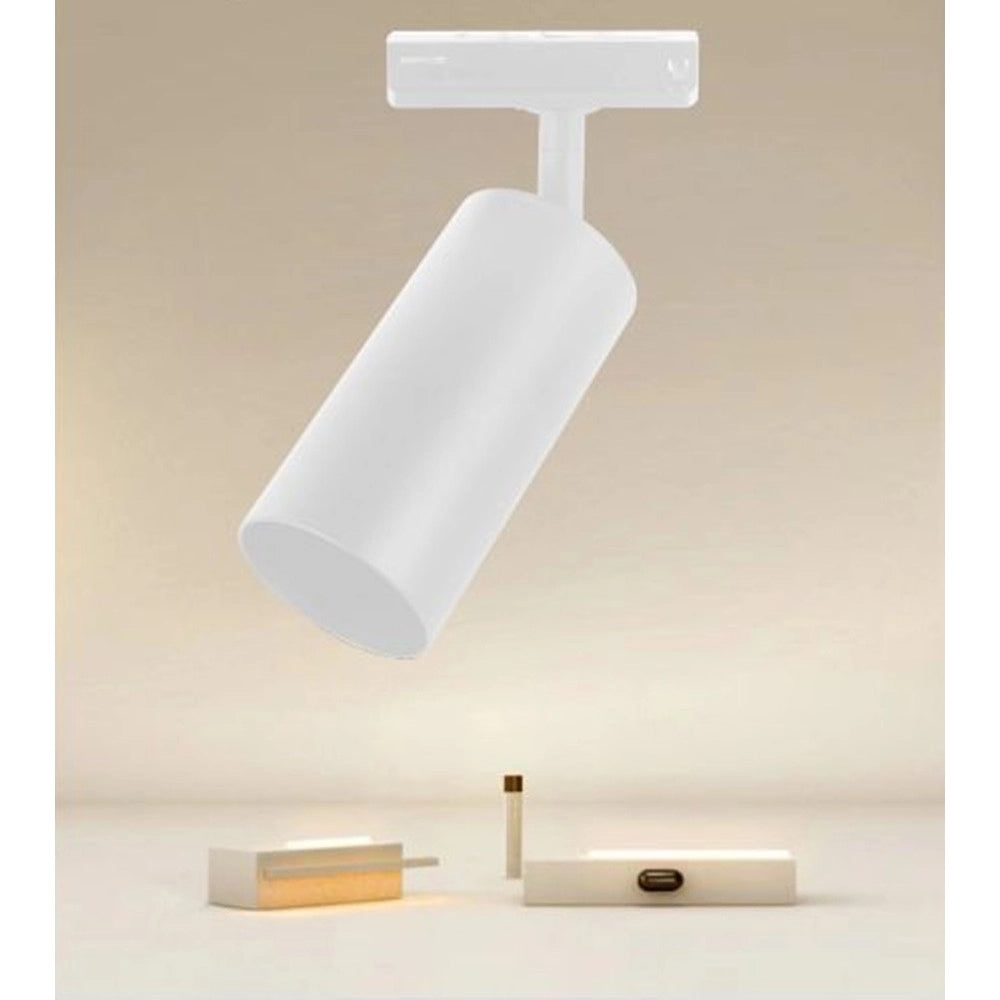 Trade Shop - Faretto Faro A Cilindro Attacco Gu10 Per Binario Track Bianco Ip20 Da Interni 00731 -