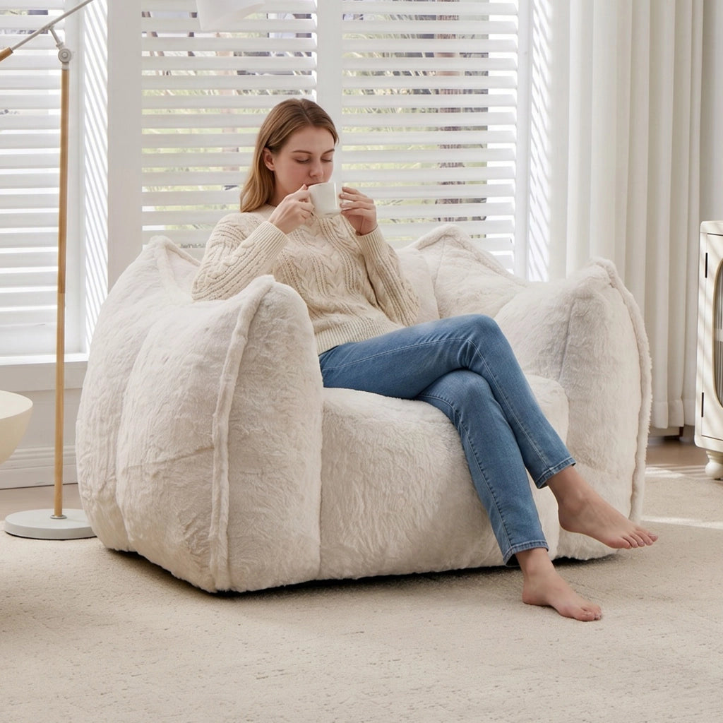 POLTRONA SACCO in pelliccia sintetica Beige